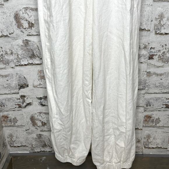 Free People Sienna Smocked Jumpsuit size S, tie back, missing belt, off white - Picture 7 of 15